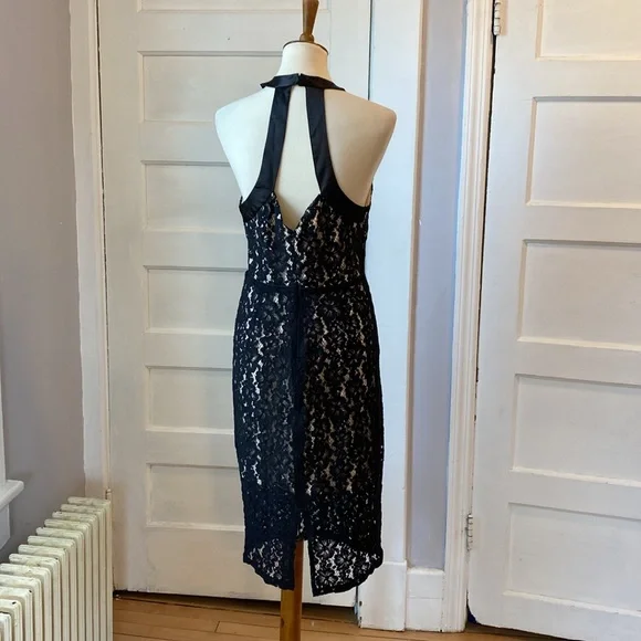 NWT A.B.S. Collection Black Lace Halter Dress, Size 10 - Picture 7 of 17